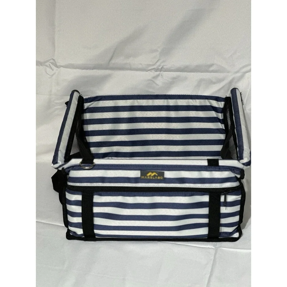 Marslabo Dog Car Booster Seat, For S/M Size Dog Blue Stripes.